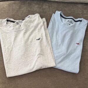 Hollister Men's Short Sleeve Tees - Light Blue & Heather Gray